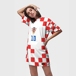 Футболка женская длинная Модрич Сборная Хорватии форма к чемпионату мира 20, цвет: 3D-принт — фото 2