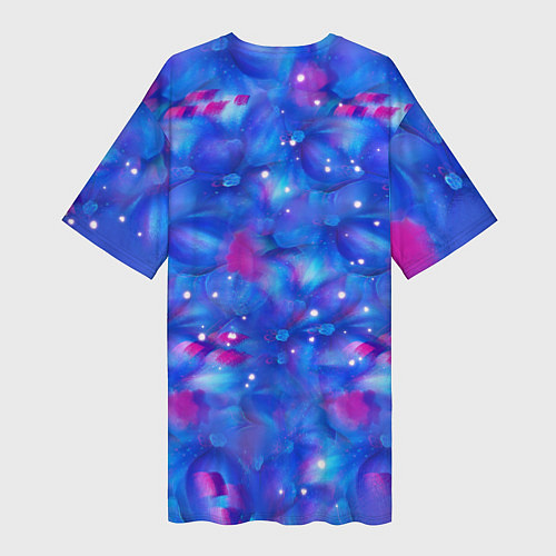 Женская длинная футболка Волшебный енот в цветах / 3D-принт – фото 2