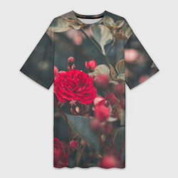 Женская длинная футболка Красная дикая роза