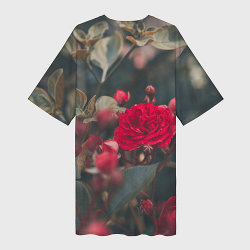 Женская длинная футболка Красная дикая роза / 3D-принт – фото 2