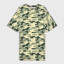 Женская длинная футболка Камуфляж танковый мелкий