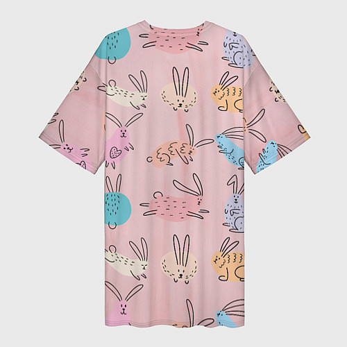 Женская длинная футболка Много кроликов / 3D-принт – фото 2