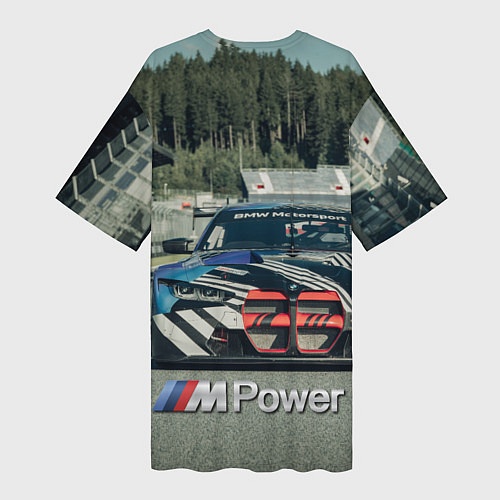 Женская длинная футболка BMW M Power - Motorsport - Racing team / 3D-принт – фото 2