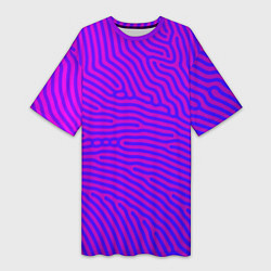 Футболка женская длинная Фиолетовые линии, цвет: 3D-принт