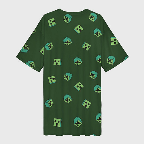 Женская длинная футболка Minecraft - зеленые лица / 3D-принт – фото 2