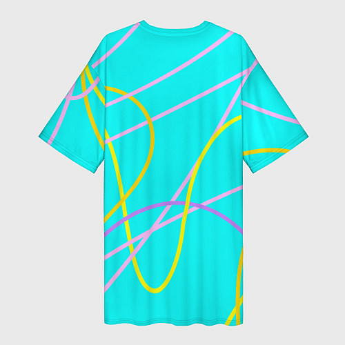 Женская длинная футболка Волнистые линии / 3D-принт – фото 2