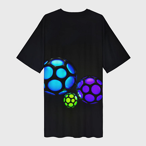 Женская длинная футболка Объёмные неоновые шары / 3D-принт – фото 2