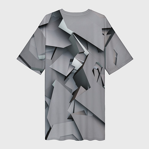 Женская длинная футболка Металлическая хаотичная броня / 3D-принт – фото 2