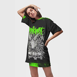 Футболка женская длинная Slipknot green logo, цвет: 3D-принт — фото 2