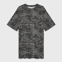 Женская длинная футболка Камуфляж AOR-2 серый пиксель
