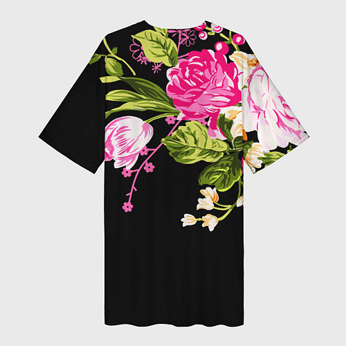 Женская длинная футболка Букет цветов / 3D-принт – фото 2