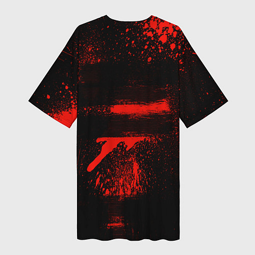 Женская длинная футболка Slipknot - красный козел / 3D-принт – фото 2