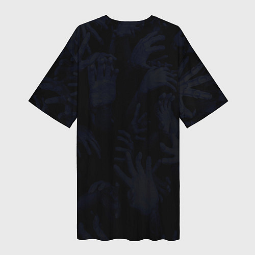 Женская длинная футболка Hands on skull / 3D-принт – фото 2