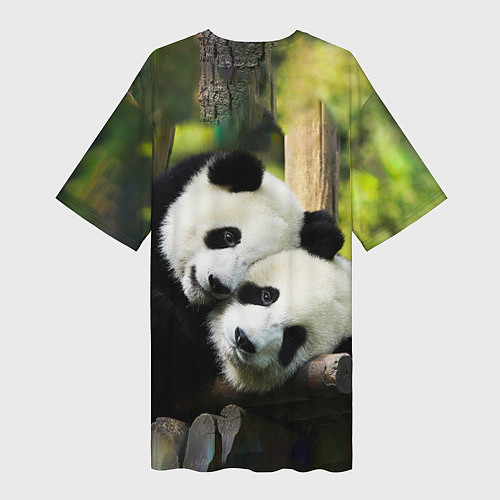 Женская длинная футболка Влюблённые панды / 3D-принт – фото 2