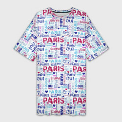 Женская длинная футболка Парижская бумага с надписями - текстура
