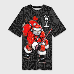 Женская длинная футболка Santa Claus Samurai