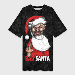 Женская длинная футболка Fuck you, bad Santa