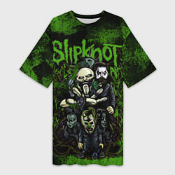 Футболка женская длинная Slipknot green art, цвет: 3D-принт