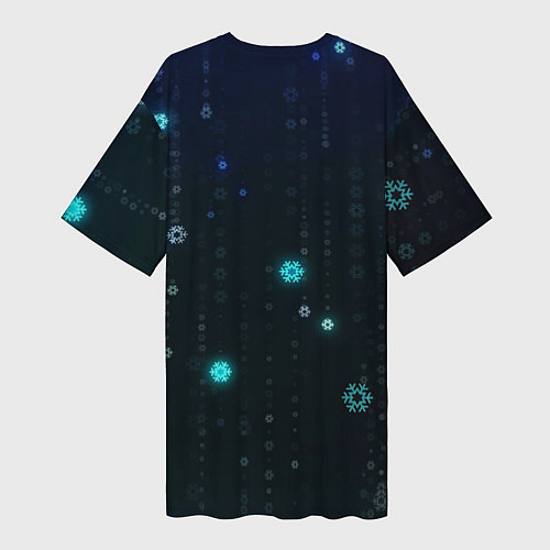Женская длинная футболка Неоновый дождик из снежинок / 3D-принт – фото 2