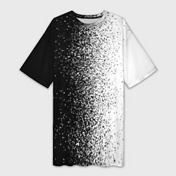 Женская длинная футболка Брызги красок - Черно-белый