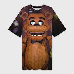 Футболка женская длинная Five Nights аt Frеddys, цвет: 3D-принт