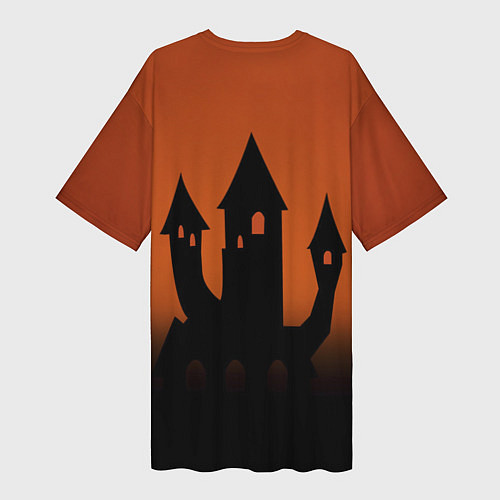 Женская длинная футболка Halloween - замок ведьм / 3D-принт – фото 2