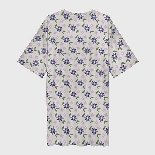 Женская длинная футболка Цветы и листья паттерн / 3D-принт – фото 2