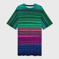 Женская длинная футболка Разноцветные неоновые шелковые нити
