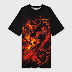 Женская длинная футболка Человек бензопила против всех