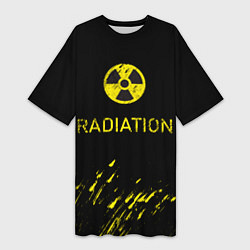 Футболка женская длинная Radiation - радиационная опасность, цвет: 3D-принт