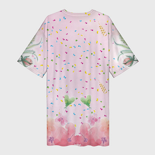 Женская длинная футболка 2023 - цветочный фон / 3D-принт – фото 2