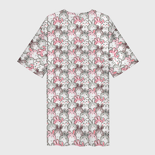 Женская длинная футболка Маленький зайчики паттерн / 3D-принт – фото 2
