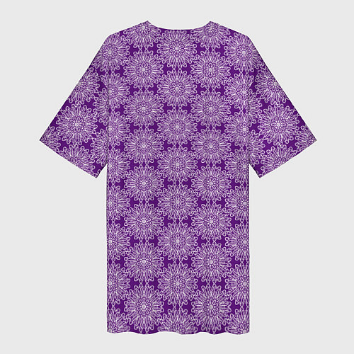 Женская длинная футболка Абстракция узор фиолетовый / 3D-принт – фото 2
