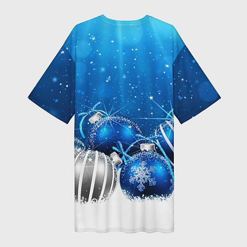 Женская длинная футболка Елочные шарики - с новым годом! / 3D-принт – фото 2