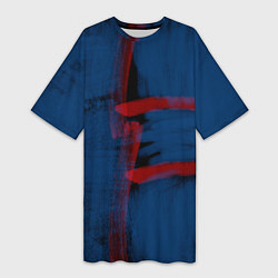 Женская длинная футболка Абстрактный сине-красный