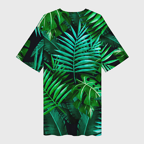 Женская длинная футболка Тропические растения - текстура / 3D-принт – фото 2