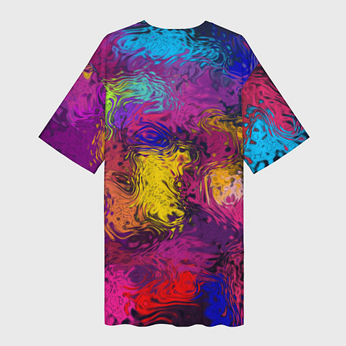 Женская длинная футболка Смайлик с брызгами краски / 3D-принт – фото 2