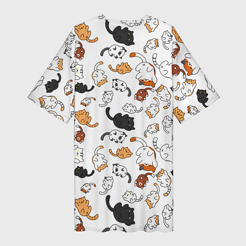 Женская длинная футболка Вечеринка кошек / 3D-принт – фото 2