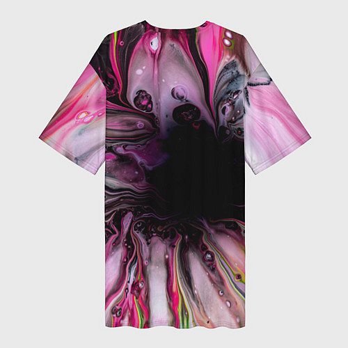 Женская длинная футболка Розовые краски и волны / 3D-принт – фото 2