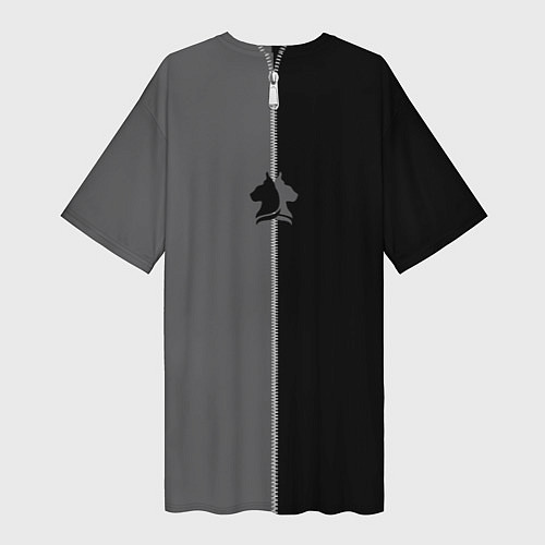 Женская длинная футболка Котики под луной / 3D-принт – фото 2