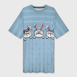 Женская длинная футболка Зайки-кролики