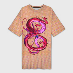 Женская длинная футболка Красный дракон в форме цифры 8