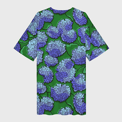 Женская длинная футболка Цветущая гортензия / 3D-принт – фото 2