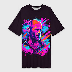 Футболка женская длинная Jason Statham - pop art, цвет: 3D-принт