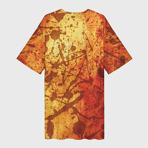 Женская длинная футболка Текстура - Orange in dark splashes / 3D-принт – фото 2