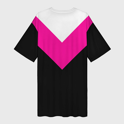 Женская длинная футболка FIRM черный с розовой вставкой / 3D-принт – фото 2