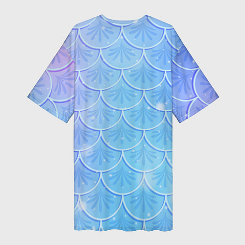 Женская длинная футболка Голубая чешуя русалки - паттерн / 3D-принт – фото 2