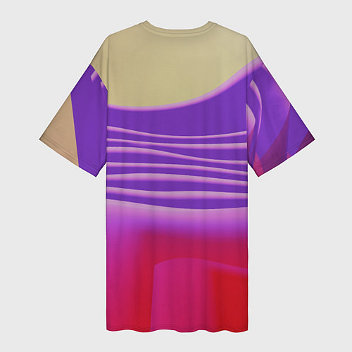 Женская длинная футболка Волнообразные листы разных цветов / 3D-принт – фото 2