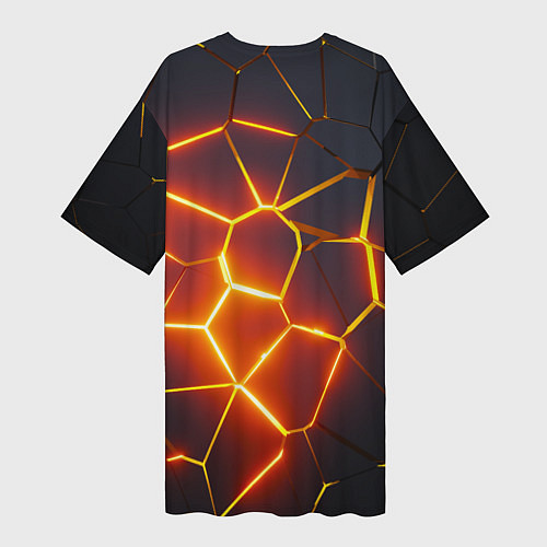 Женская длинная футболка Огненные трещины / 3D-принт – фото 2