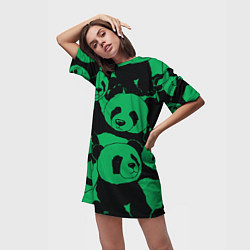 Футболка женская длинная Panda green pattern, цвет: 3D-принт — фото 2